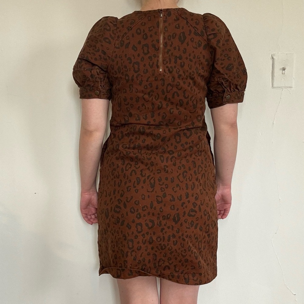 Nwt Universal Thread Leopard Print Denim Puff Sle… - image 5